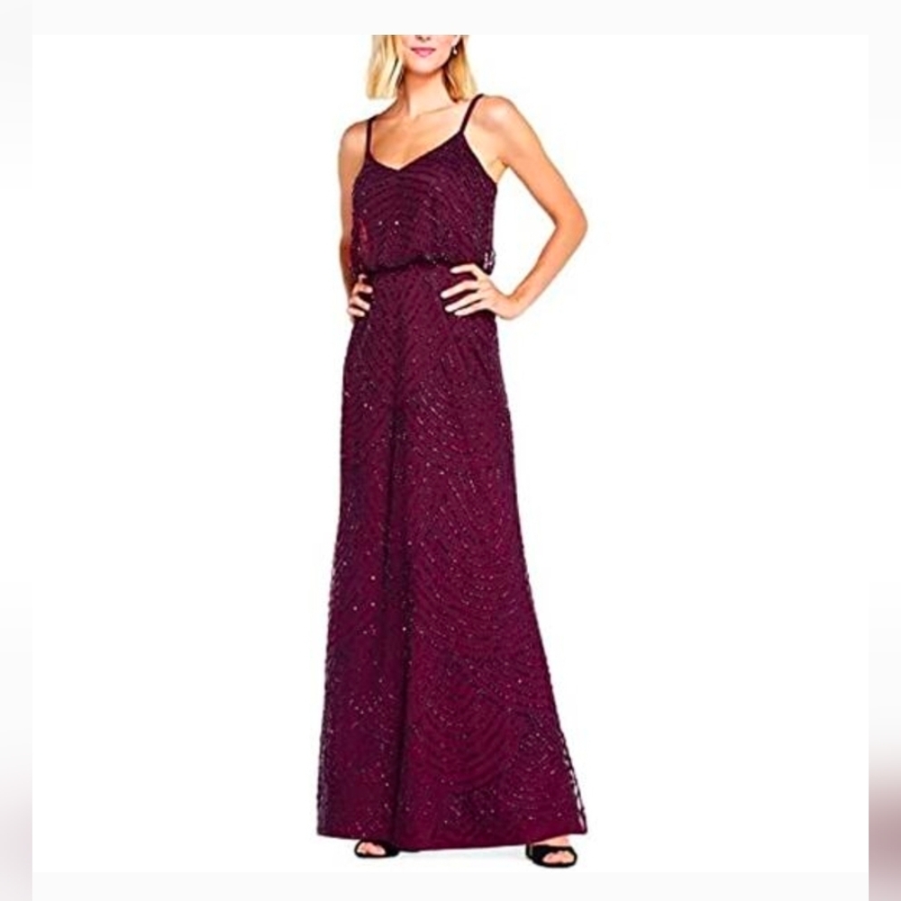 NWT Adrianna Papell Sz 8 Beaded Gown Dress